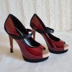 Jessica Simpson Patent Peep Toe Platform Heels 8.5